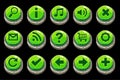 Cartoon Circle green stone buttons