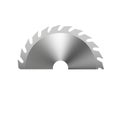 Cartoon circular blades icon or symbol. Drawing half logo. Circular saw blade for woodworking machine, sawing machine