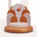 Cartoon circular stage with orange composition with different arches in orange and white colors