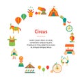 Cartoon Circus Banner Card Circle. Vector Royalty Free Stock Photo