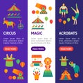 Cartoon Circus Banner Set. Vector Royalty Free Stock Photo