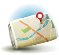 Cartoon City Map Icon With GPS Pin