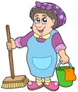 Cartoon cleaning lady