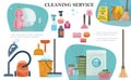 Cartoon Cleaning Service Composition