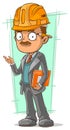 Cartoon clever engineer with pencil
