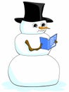Cartoon Clip Art Children Snowman Reading Book Winter Scene School