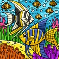 Angelfish Marine Animal Colored Cartoon