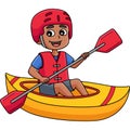 Boy Kayaking Cartoon Colored Clipart Illustration