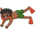 Boy Snorkeling Cartoon Colored Clipart