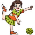 Cheerleader Girl Stretching Cartoon Clipart Royalty Free Stock Photo