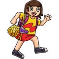 Cheerleader Girl Walking Cartoon Colored Clipart Royalty Free Stock Photo