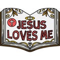 Christian Jesus Loves Me Cartoon Colored Clipart