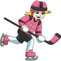 Girl Playing Hockey Cartoon Colored Clipart