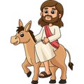 Jesus Riding a Donkey Cartoon Colored Clipart