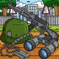 Memorial Day Military Armaments Colored Cartoon