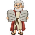Moses with the Ten Commandments Cartoon Clipart Royalty Free Stock Photo