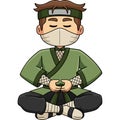 Ninja Meditating Cartoon Colored Clipart Royalty Free Stock Photo