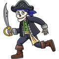 Skeleton Pirate with a Cutlass Cartoon Clipart