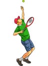 Tennis Sports Cartoon Colored Clipart Illustration