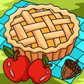 Thanksgiving Apple Pie Colored Cartoon