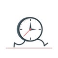 Cartoon clock running. Flat vector, illustration isolated Royalty Free Stock Photo