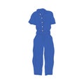 Cartoon Clothe Female Blue Jumpsuit. Vector