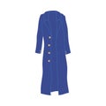 Cartoon Clothe Female Dark Blue Coat. Vector