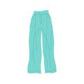 Cartoon Clothe Female Green Wide Pant. Vector