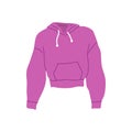 Cartoon Clothe Female Purple Hoodie. Vector