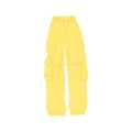 Cartoon Clothe Female Yellow Cargo Pant. Vector