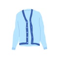 Cartoon Clothes Male Blue Cardigan. Vector