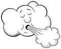 Cartoon cloud blows wind