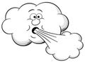 Cartoon cloud blows wind