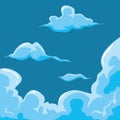 Cartoon cloud design collection in blue sky, white color cloud shape vector illustration Royalty Free Stock Photo