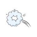 Cartoon cloud dust jump, comic speed effect, smoke wind vector icon. Motion puff, whoosh fly trail, power balloon. Sky ring Royalty Free Stock Photo