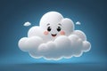 Cartoon cloud picture with smiley face on blue background , Generative AI Royalty Free Stock Photo