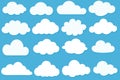 Cartoon cloud set. Clouds isolated on blue sky panorama vector collection. Royalty Free Stock Photo