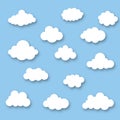 Cartoon Cloud Set isolated on blue sky panorama vector collection. Cloudscape in blue sky, white cloud illustration eps10 Royalty Free Stock Photo