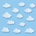 Cartoon Cloud Set isolated on blue sky panorama vector collection. Cloudscape in blue sky, white cloud illustration eps10 Royalty Free Stock Photo