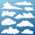 Cartoon cloud vector set. Clouds on a background of dawn. Royalty Free Stock Photo