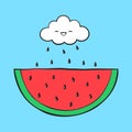 Cartoon cloud and watermelon