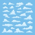 Cartoon clouds on blue sky background