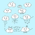 Cartoon clouds with different emotions