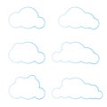 Cartoon clouds isolated on blue sky panorama vector collection. Cloudscape in blue sky, white cloud illustration Royalty Free Stock Photo