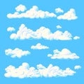 Cluster of soft and fluffy clouds on a blue background Royalty Free Stock Photo