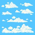 Cluster of soft and fluffy clouds on a blue background Royalty Free Stock Photo