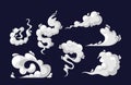 Cartoon Clouds, Smoke, Bomb Explosion, Comic Boom Effect. Vector White Aroma Or Toxic Steaming Vapor, Dust, Steam Royalty Free Stock Photo