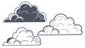 Cartoon Clouds with Various Shapes Vector Illustration, vector design Generative AI Royalty Free Stock Photo