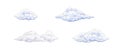 Cartoon clouds watercolor illustration set. Hand drawn fluffy cloud image collection. Four cloud shapes isolated on white backgrou