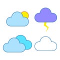 Cartoon clouds for web design. Icon set cloud weather. Vector illustration. stock image. Royalty Free Stock Photo